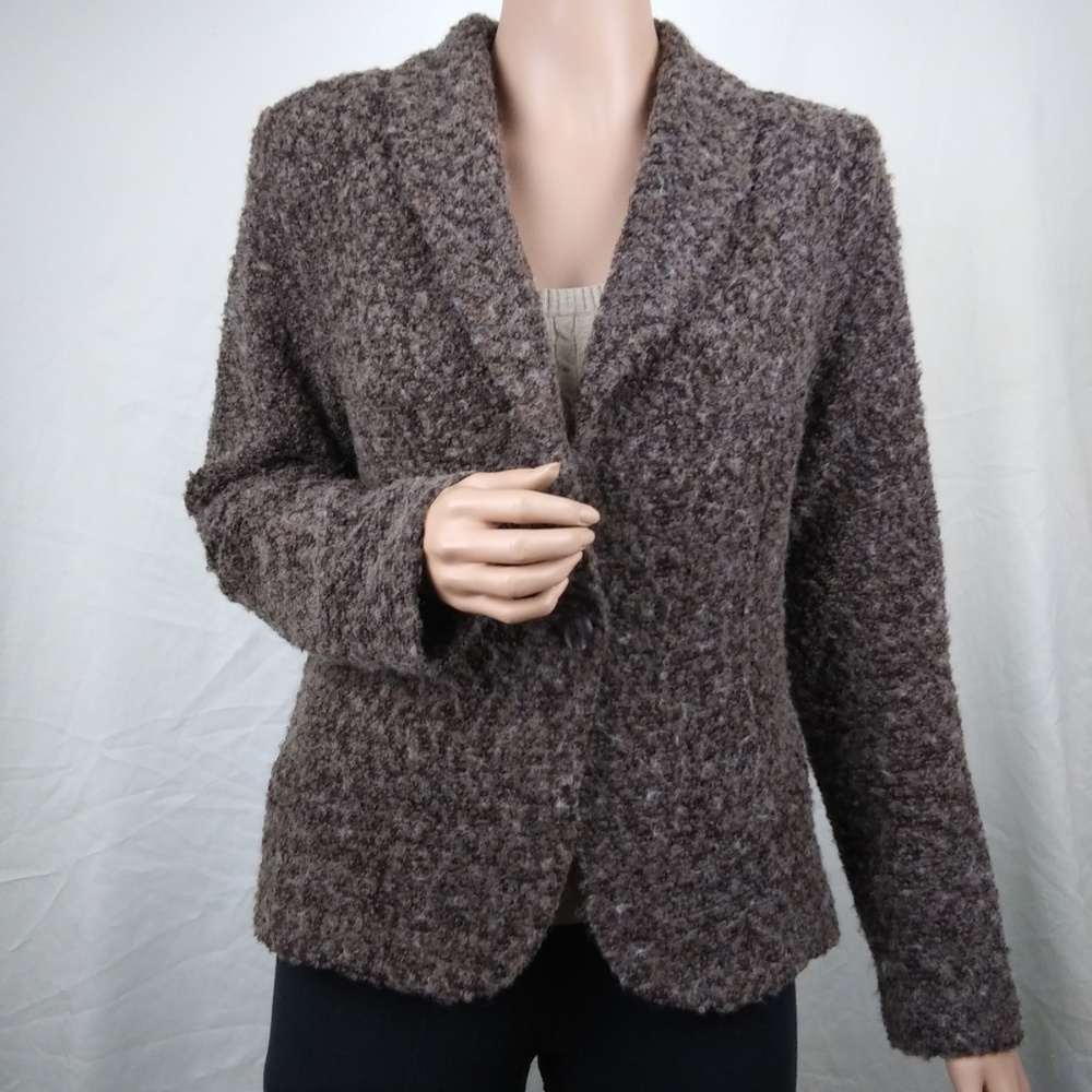 Textured "Rustic" Soft Brown Blazer, Sz M - Lightweight Wool Blend